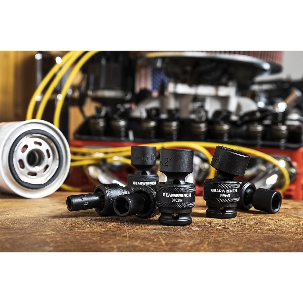 GearWrench 84939N 1/2-Inch 6 Point Metric Universal Impact Socket Set (15 Piece)