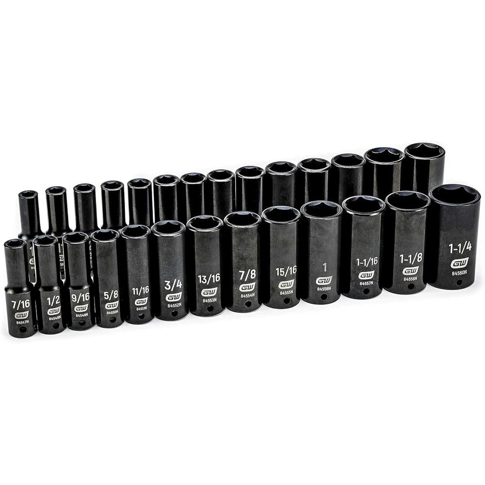 GearWrench 84949N 27pc 1/2" Drive 6 Point Deep Impact SAE/Metric Socket Set