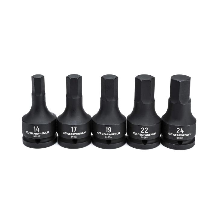GearWrench 84968 SET SKT 3/4" DR HEX BIT 5PC MET