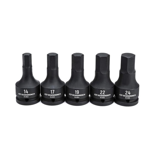GearWrench 84968 SET SKT 3/4" DR HEX BIT 5PC MET