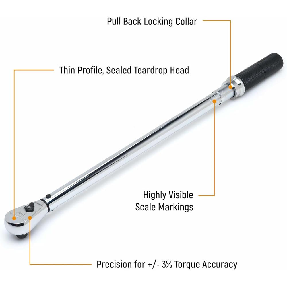 GearWrench 85066M 1/2" Drive Micrometer Torque Wrench, 30-250 ft/lbs