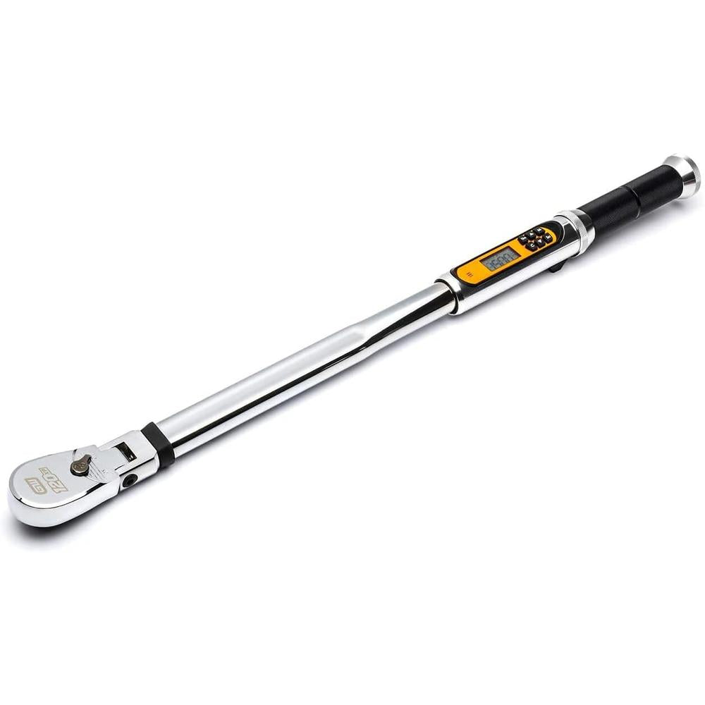 GearWrench 85196 1/2" Drive 120XP Flex Head Electronic Torque Wrench With Angle, 25-250 FT-LB, 24.26" Long, Includes Molded Case