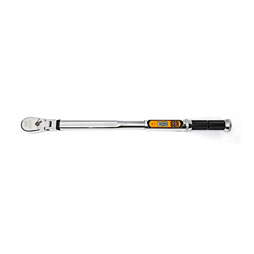 GearWrench 85196 1/2" Drive 120XP Flex Head Electronic Torque Wrench With Angle, 25-250 FT-LB, 24.26" Long, Includes Molded Case - MPR Tools & Equipment