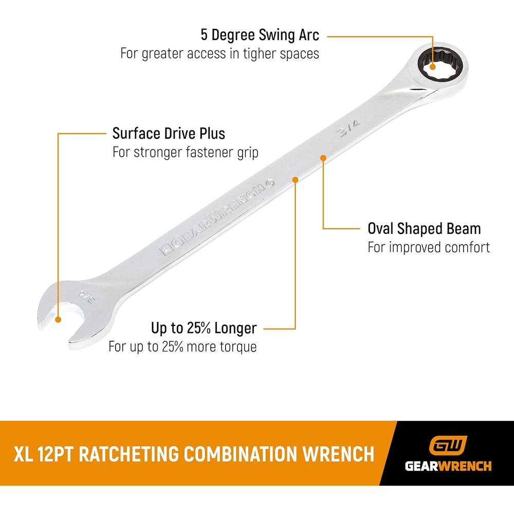 GearWrench 85199 SET WR RAT XL SAE 13PC