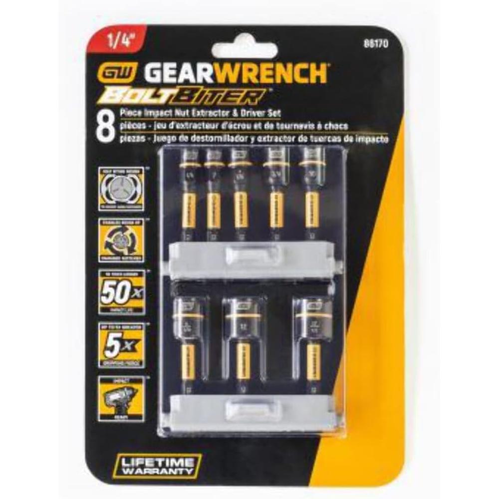 GearWrench 86170 8 PC. BOLT BITER NUT DRIVER SET