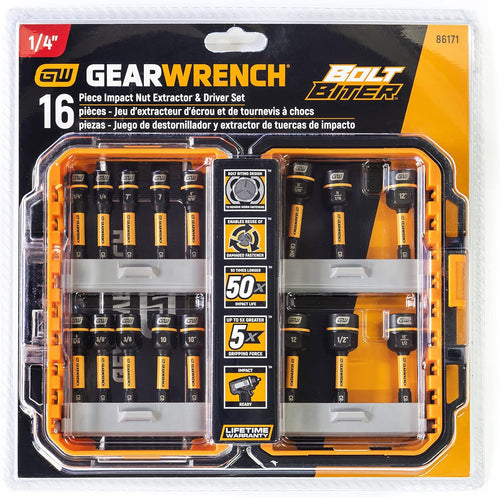 GearWrench 86171 16-Piece Bolt Biter Nut Extractor and Driver Set