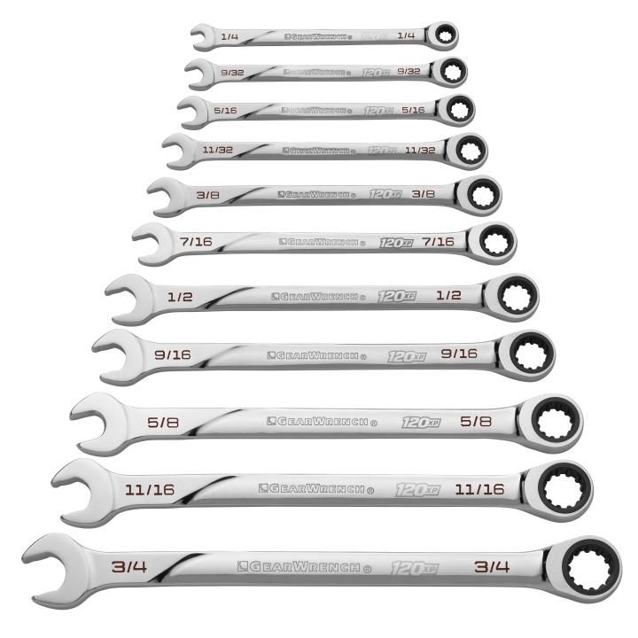 GearWrench 86450 SET WR RAT COMB 120XP SAE 11PC
