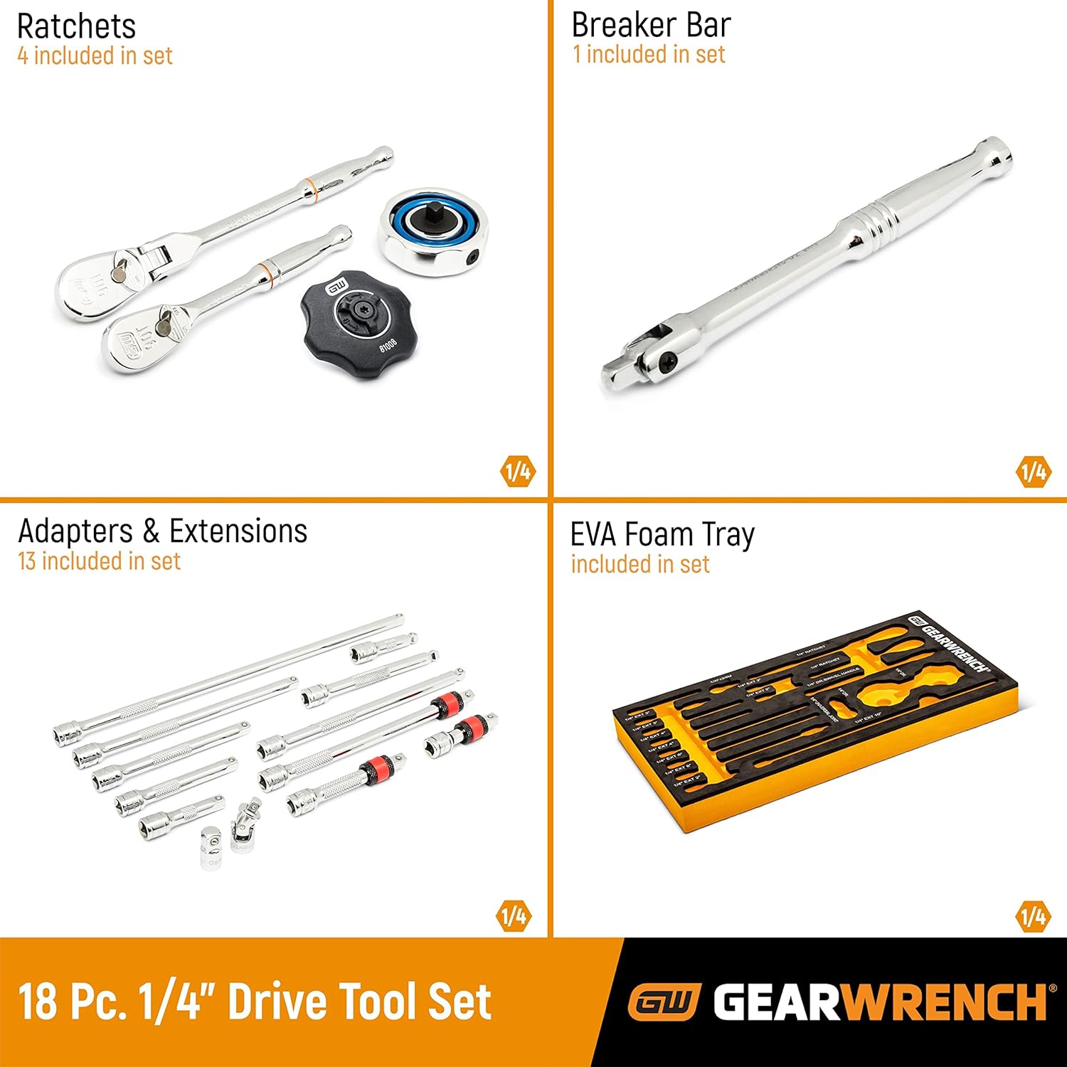 GearWrench 86520 MODSET 90T 1/4 DRIVE TOOL SET, 20PC