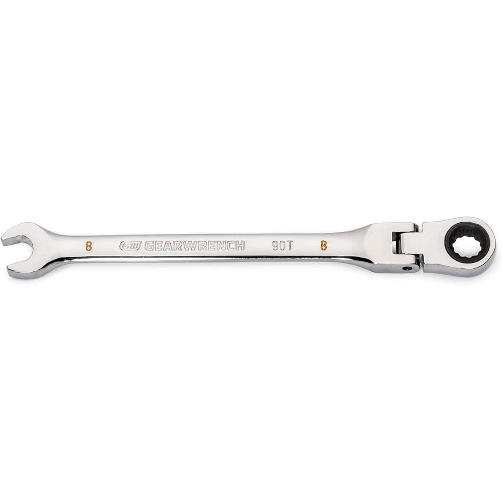 GearWrench 86708 8mm 90-Tooth 12-Point Flex Head Ratcheting Combination Wrench