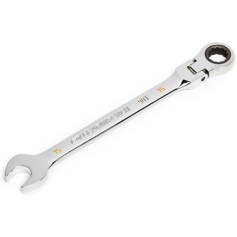 GearWrench 86715 15mm 90-Tooth 12-Point Flex Head Ratcheting Combination Wrench