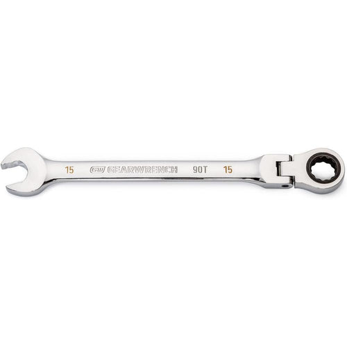 GearWrench 86715 15mm 90-Tooth 12-Point Flex Head Ratcheting Combination Wrench