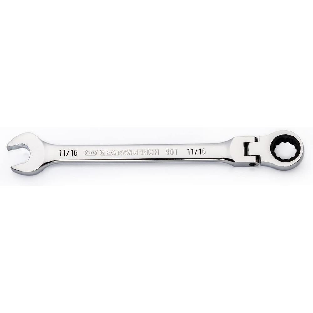 GearWrench 86748 11/16" 90-Tooth 12-Point Flex Head Ratcheting Combination Wrench