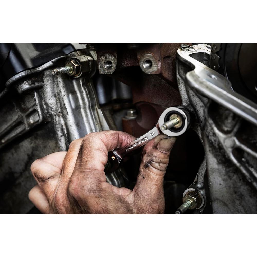 GearWrench 86843 13mm 90T 12Pt Stubby Combination Ratcheting Wrench