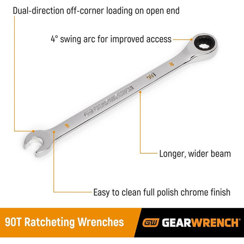 GearWrench 86921 21mm 90-Tooth 12-Point Ratcheting Combination Wrench