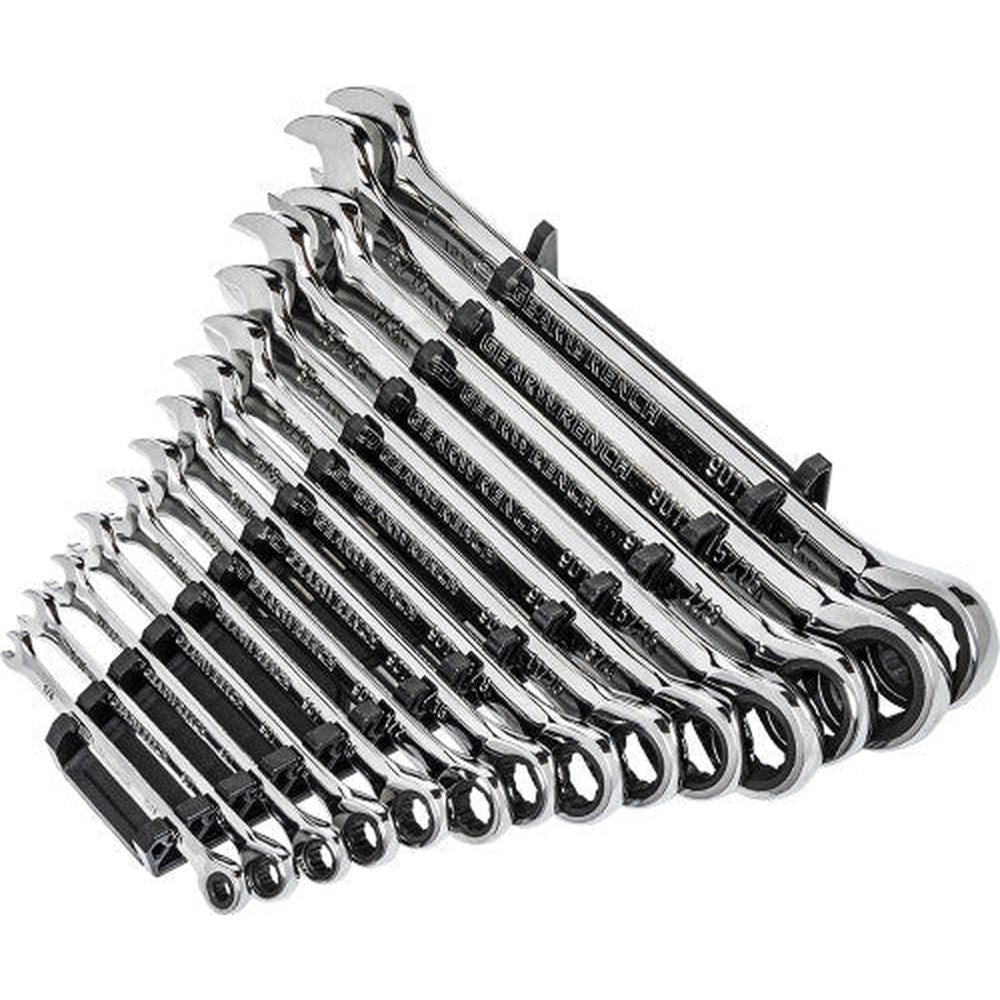 GearWrench 86959 14-Piece 90-Tooth 12-Point SAE Combination Ratcheting Wrench Set