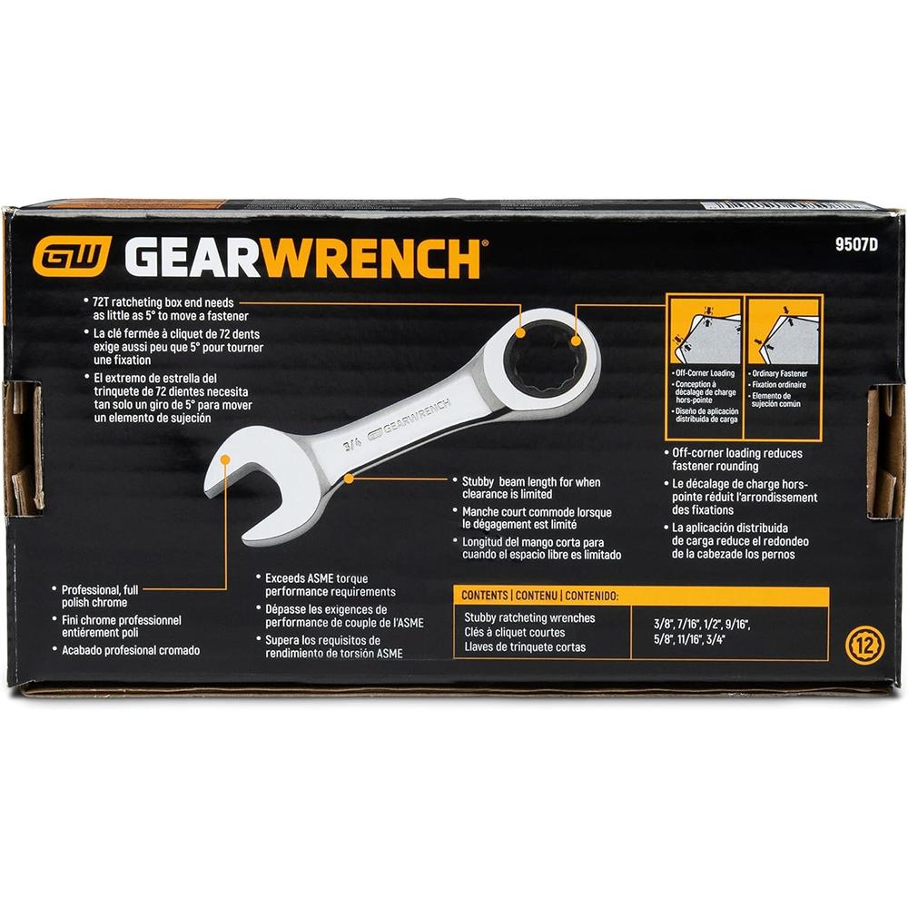 GearWrench 89119 10 Pc. Ratcheting Crowfoot Wrench Set, Metric