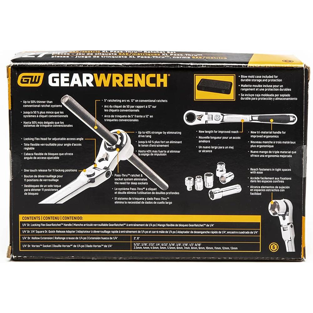 GearWrench 891427 SET PASS-THRU XL LCK FLEX 1/4DR 27PC