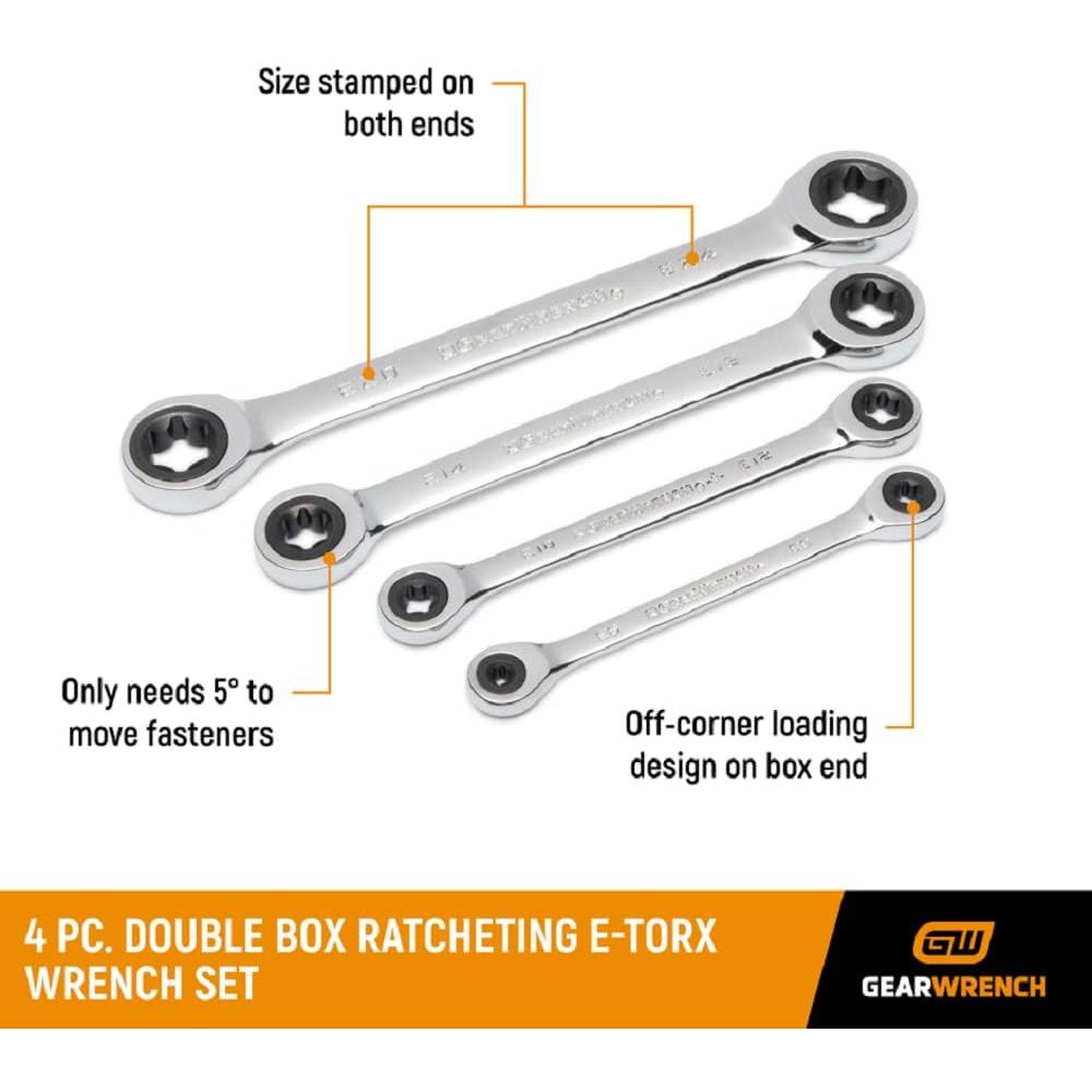 GearWrench 9224D SET WR RAT DBL BX ETORX 4PC