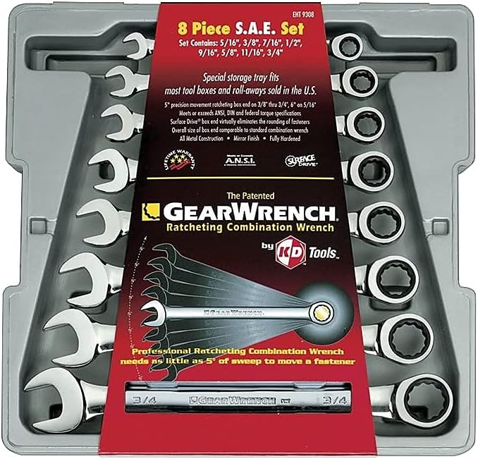 GearWrench 9308D Ratcheting Wrench Set 8 pc. SA