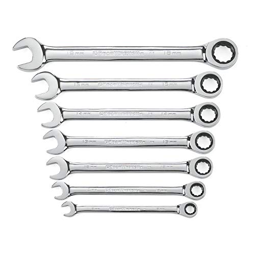 GearWrench 9417 7 Pc. 12 Pt. Ratcheting Combination Wrench Set, Metric - MPR Tools & Equipment