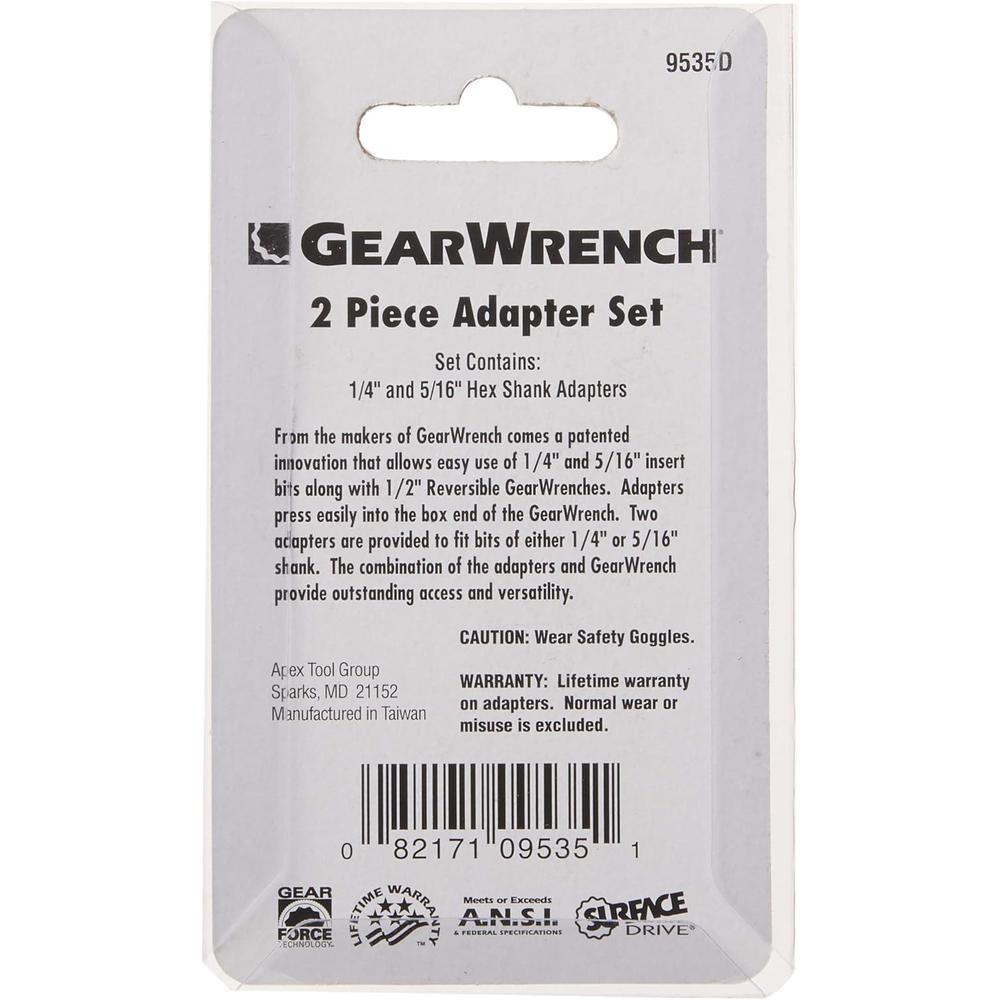 GearWrench 9535D SET BIT ADPTR 1/4 2PC