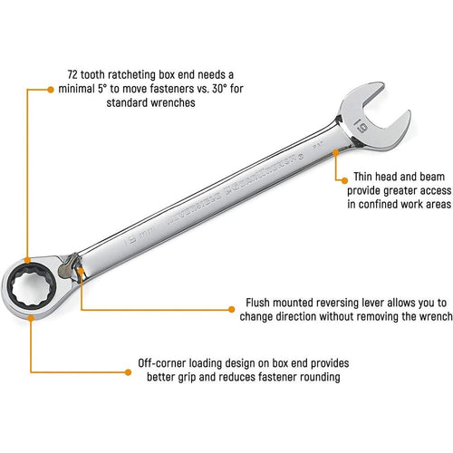 GearWrench 9601 4 Piece Metric Reversible Ratcheting Wrench Completer Set