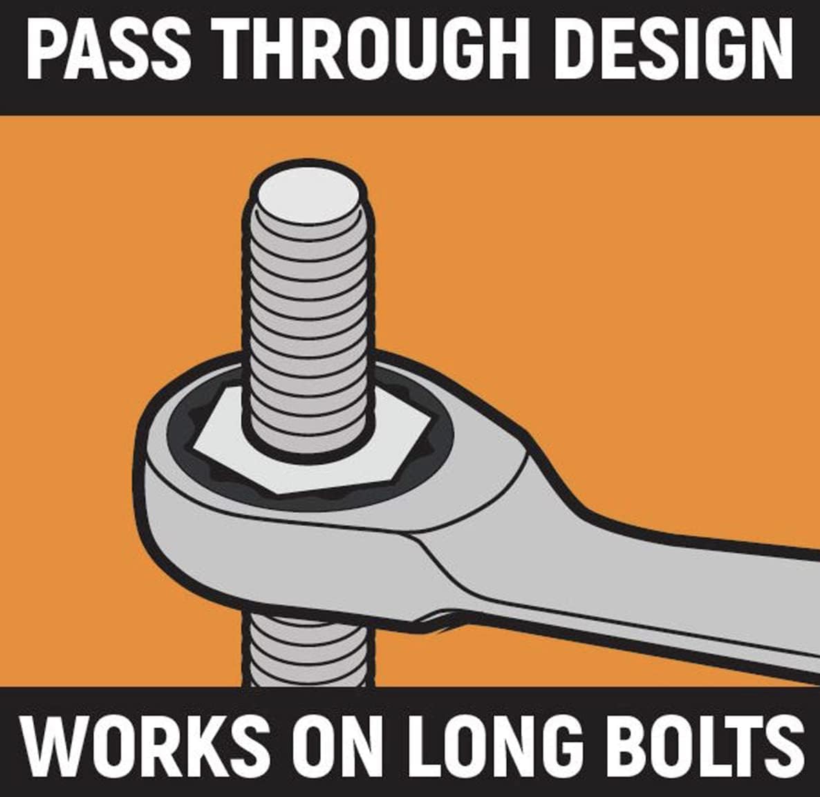 GearWrench 9601RN 10-Piece 72-Tooth 12-Point Reversible Ratcheting Combination Metric Wrench Set with Tool Roll