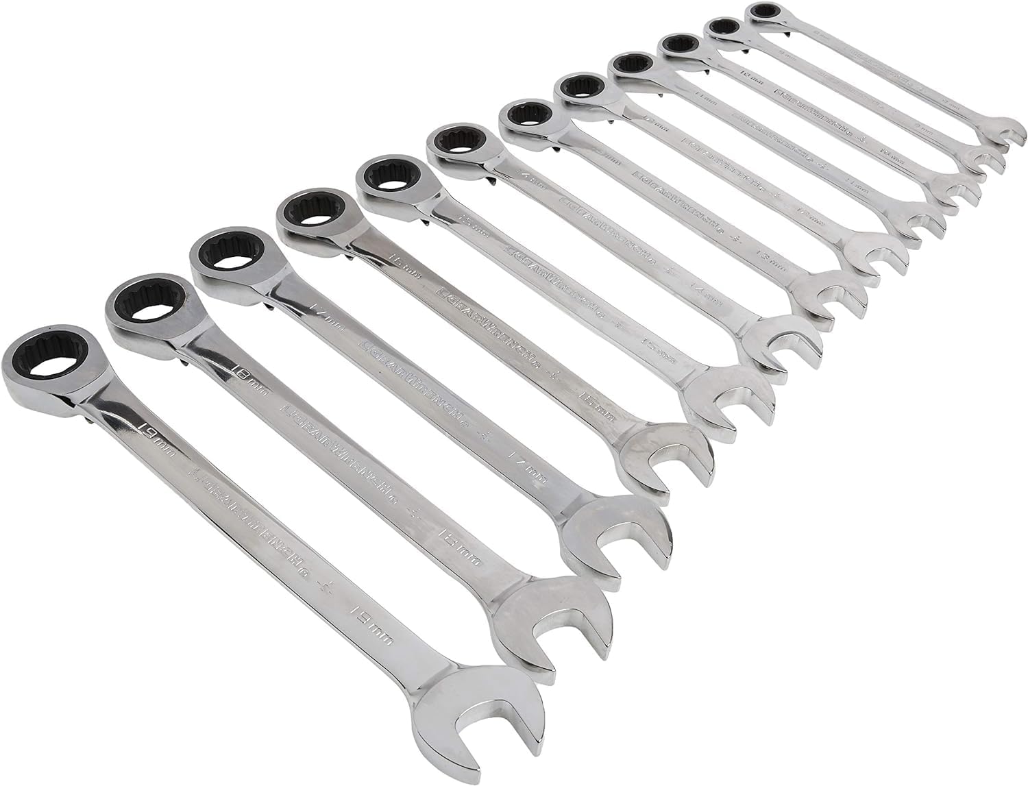 GearWrench 9620N 12 Pc. 12 Pt. Reversible Ratcheting Combination Wrench Set, Metric