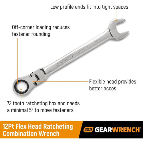 GearWrench 9924D 24mm 72-Tooth 12 Point Flex Head Ratcheting Combination Wrench