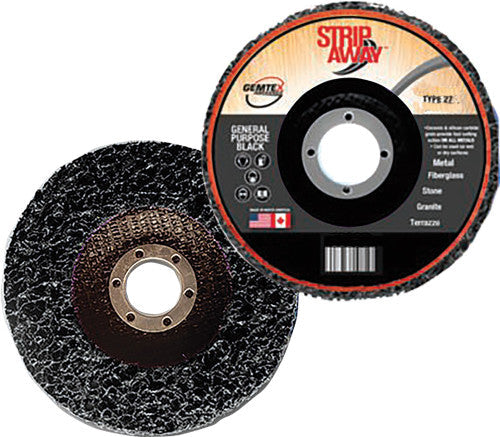 Gemtex Abrasives 53064 PG102 - 4.5" BRITE PREP STRIP AWAY SILICONE CARBIDE DISCS, GENERAL PURPOSE (BLACK), 7/8" ARBOR, PACK OF 5 - MPR Tools & Equipment