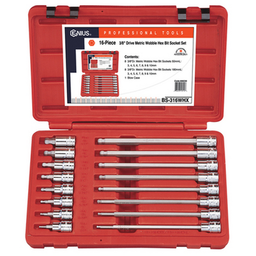 Genius Tools GNS308-4733 3/8" Dr. 3Mm Wobble Hex Bit Socket 180Mml - MPR Tools & Equipment