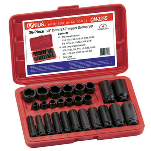 Genius Tools GNS366325 3/8"Dr. Deep Impact Socket 25/ - MPR Tools & Equipment