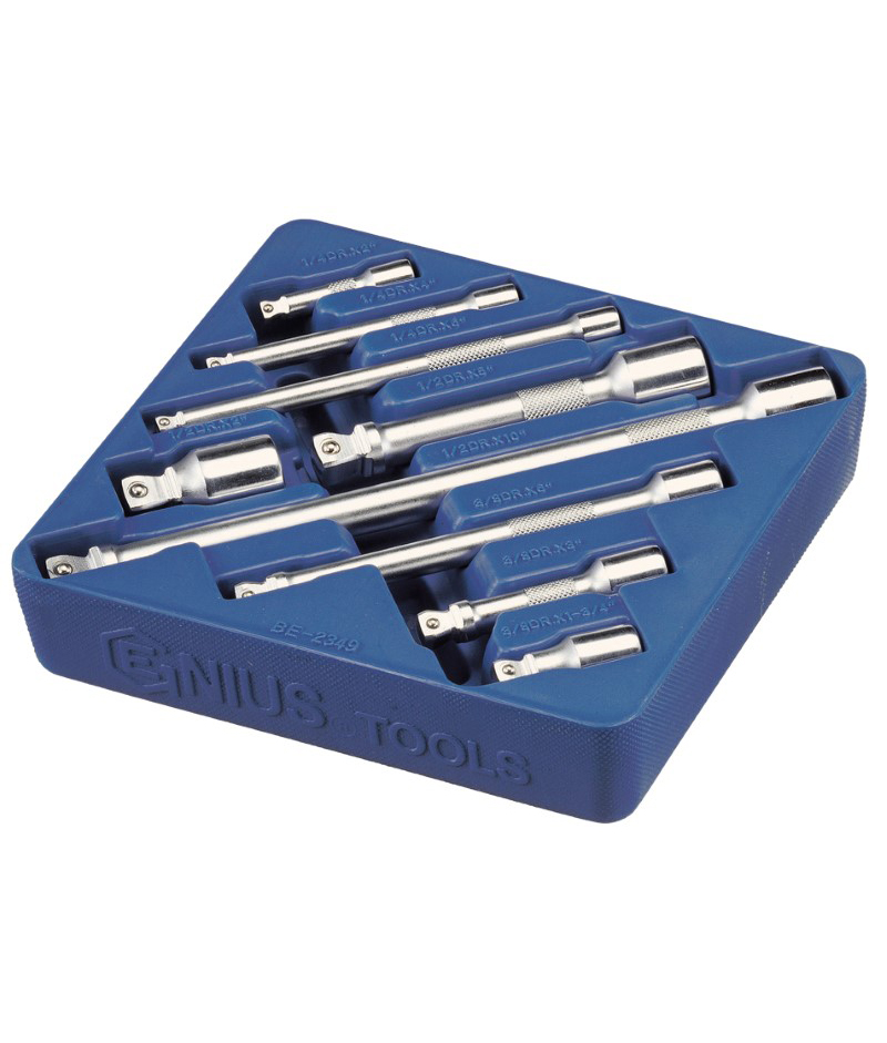 Genius Tools GNSBE-2349 9Pc 1/4,3/8&1/2"Dr Wbbl Ext. - MPR Tools & Equipment