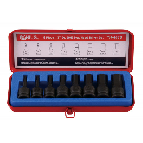 Genius Tools GNSBS2308SR 1/4&3/8"Dr Wooble Bit Soc.8Pc - MPR Tools & Equipment