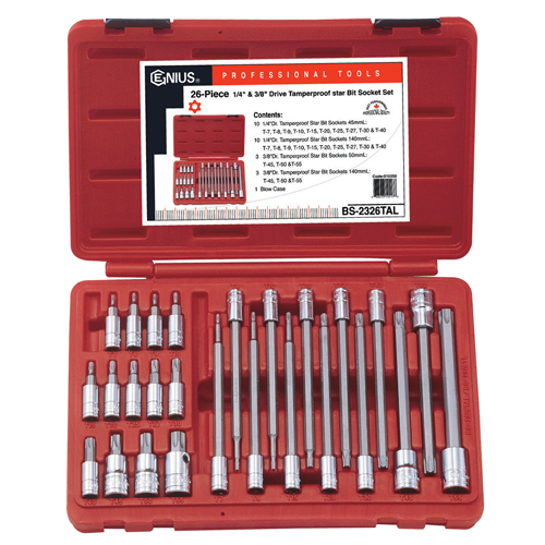 Genius Tools GNSBS2326TAL Tamperproof Bit Short/Long 1/4 - MPR Tools & Equipment