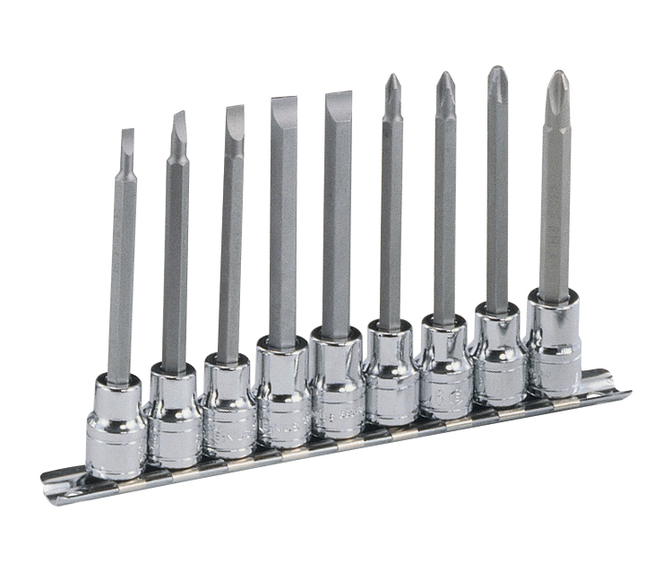 Genius Tools GNSBS309L 9Pc 3/8"Dr Slotted & Philips L - MPR Tools & Equipment