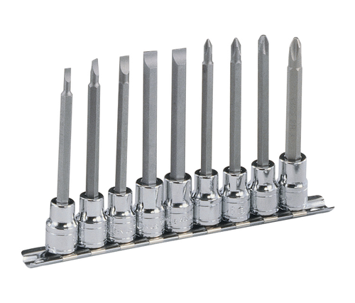 Genius Tools GNSBS309L 9Pc 3/8"Dr Slotted & Philips L - MPR Tools & Equipment