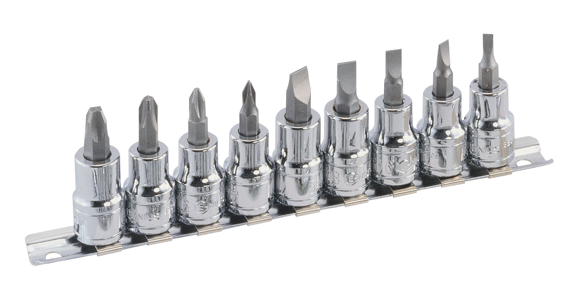 Genius Tools GNSBS309S 9Pcs Bits Assorties 3/8"Dr - MPR Tools & Equipment