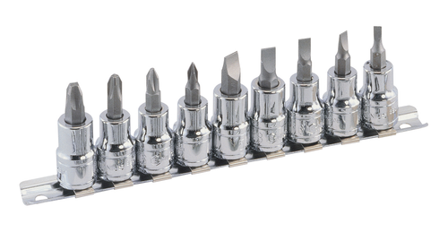 Genius Tools GNSBS309S 9Pcs Bits Assorties 3/8"Dr - MPR Tools & Equipment