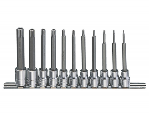 Genius Tools GNSBS310TL 10Pcs 3/8"Dr.Long Star Bit Skt - MPR Tools & Equipment