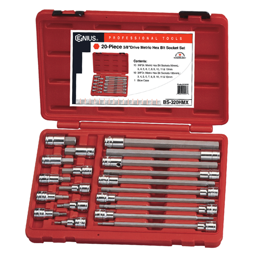 Genius Tools GNSBS320HMX Metric Hex Bit Socket Set - MPR Tools & Equipment