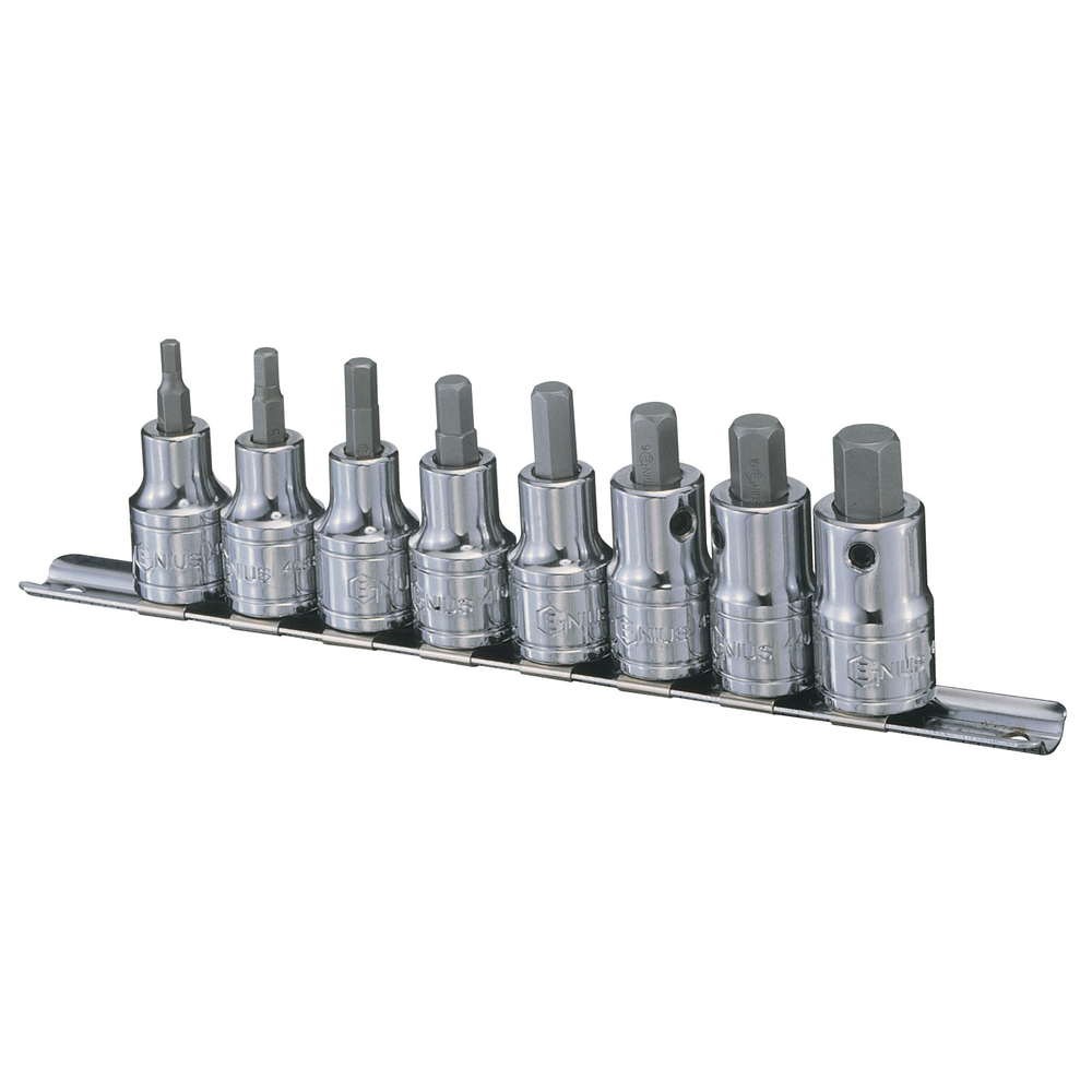 Genius Tools GNSBS408H 8Pcs 1/2"Dr Sae Hex Bit Sock - MPR Tools & Equipment