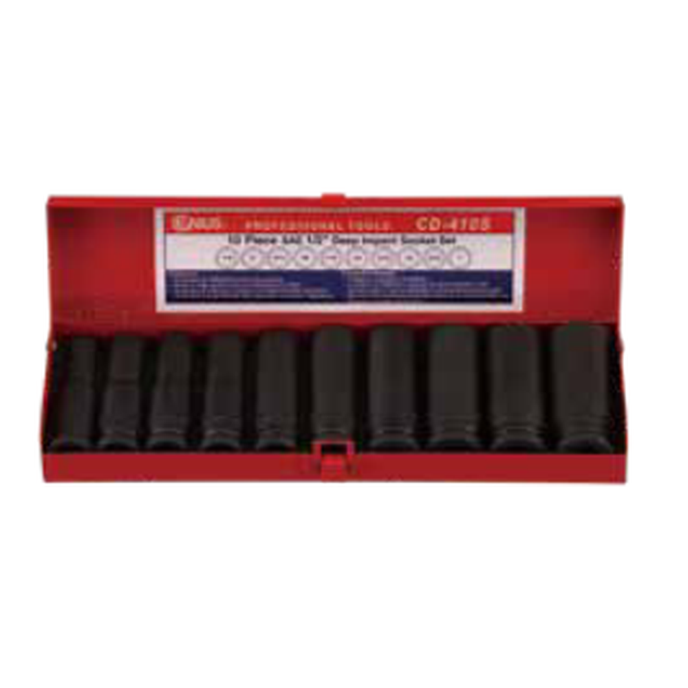 Genius Tools GNSCD410S 1/2"Dr.Deep Imp.S.Sae 10Pcs - MPR Tools & Equipment