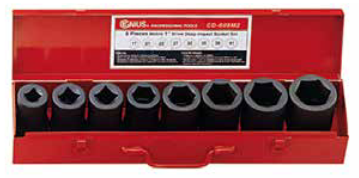 Genius Tools GNSCD808M2 9Pc 1" Dr. Metric Deep Impact Socket Set - MPR Tools & Equipment