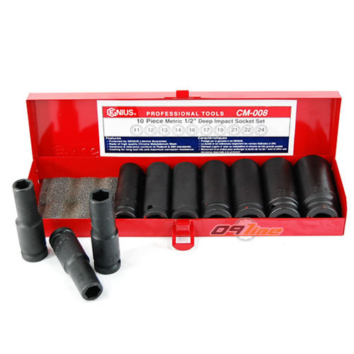 Genius Tools GNSCM008 10Pc 1/2"Dr. Deep Impact S.Set - MPR Tools & Equipment