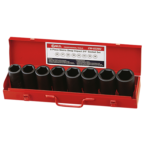 Genius Tools GNSCM023-1 8 Pc 3/4" Dr. Sae Impact Socket Set - MPR Tools & Equipment