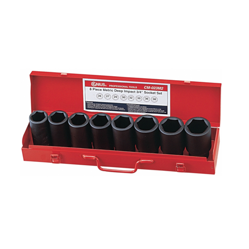 Genius Tools GNSCM023M2 8 Pc 3/4" Dr. Metric Deep Impact Socket Set - MPR Tools & Equipment