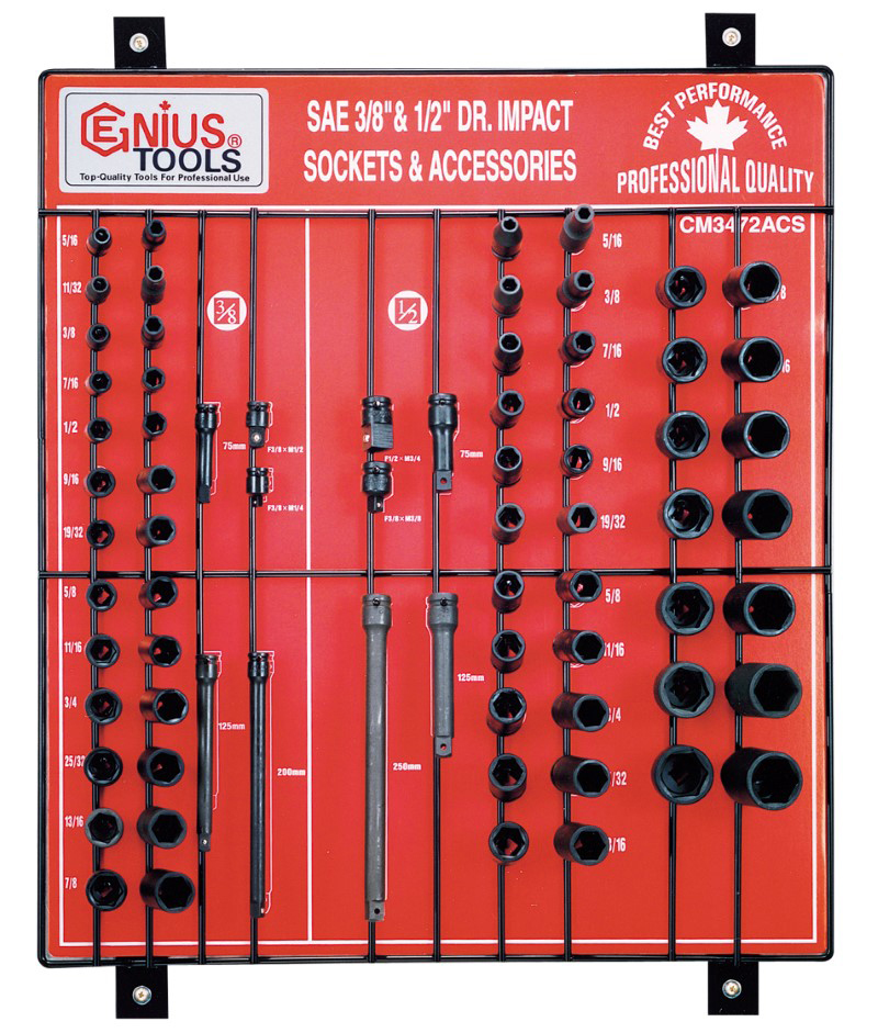 Genius Tools GNSCM3472ACS Display 72Pcs 3/8" & 1/2"Dr - MPR Tools & Equipment