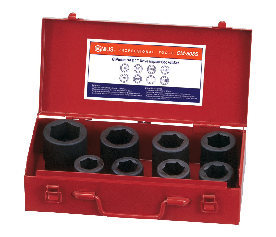 Genius Tools GNSCM808S 8Pces 1"Dr Sae.Impact. Skt - MPR Tools & Equipment