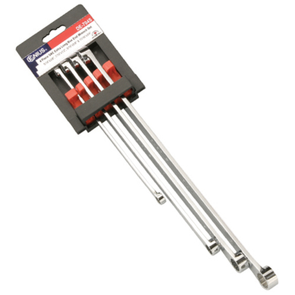 Genius Tools GNSDE-704S 4 Pc Extra Long Sae Box End Wrench Set - MPR Tools & Equipment
